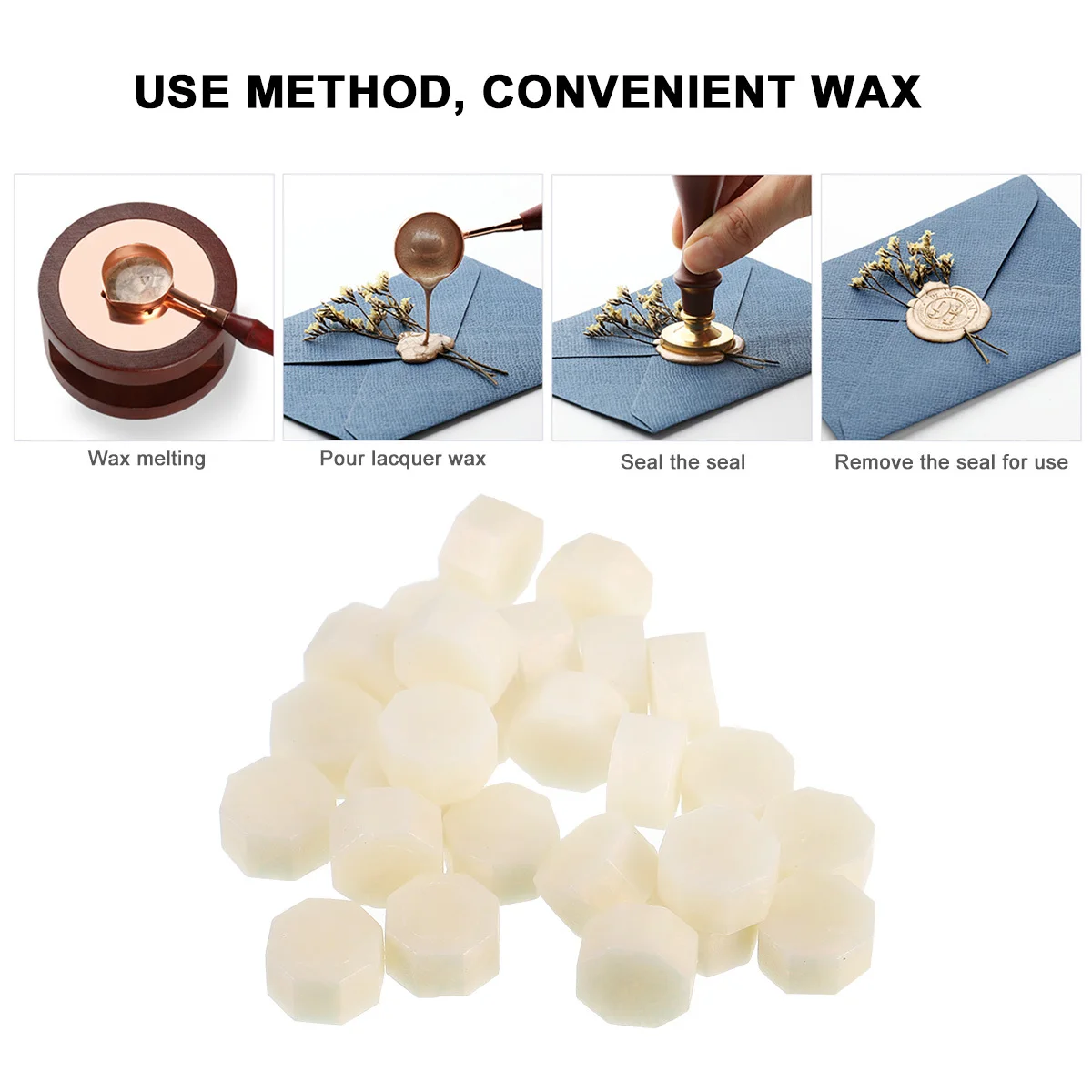 

200Pcs Octagon Wax Sealing Particles Vintage Fire Seal Beads for Envelopes Invitations Postcards Wax Sealing Particles