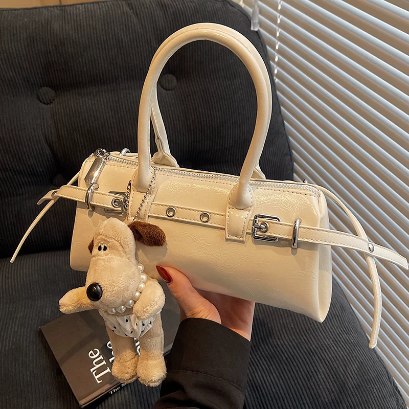 

2025 New High-end Women's Handbag Luxury Brand Design Belts Shoulder Crossbody Bags Large Commuting Totes Boston Bowling Bag