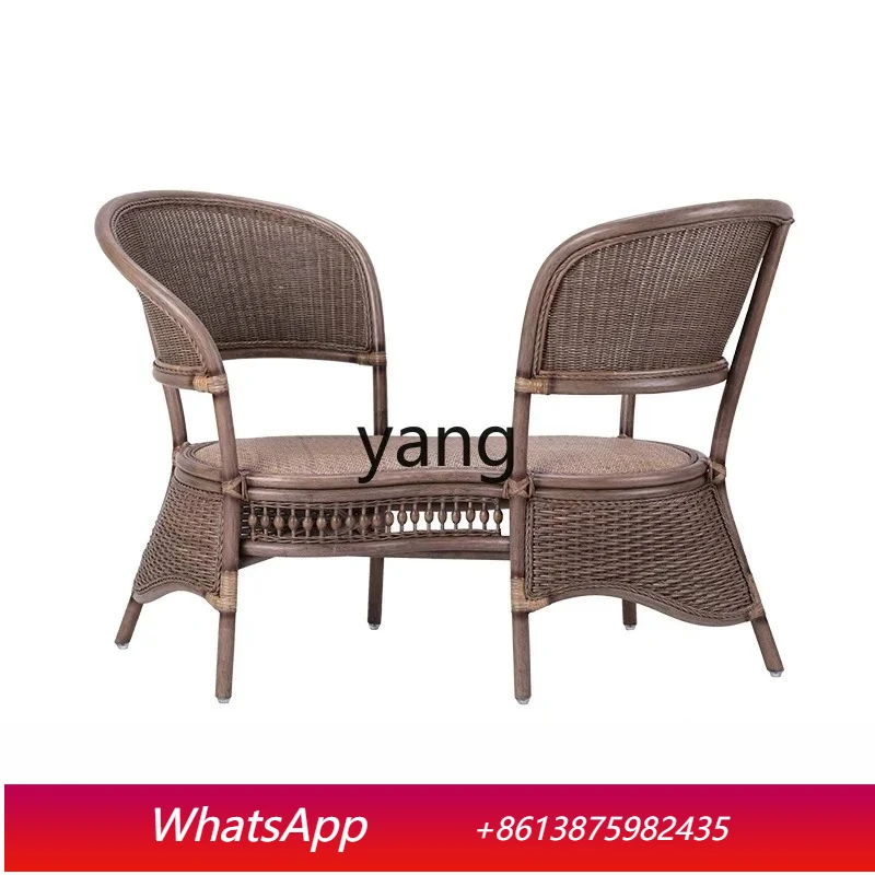 

LTT natural rattan couple chair creative home living room rattan woven back chair