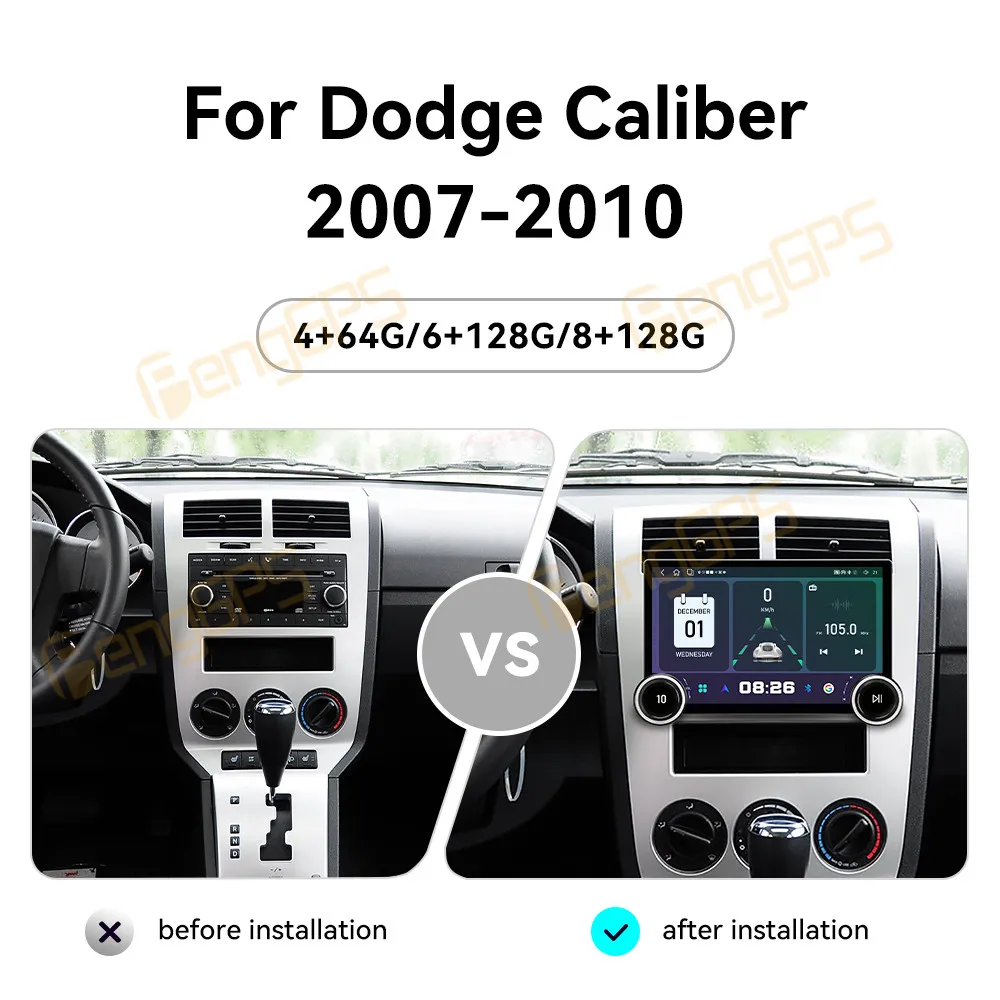 Car Accessories Radio For Dodge Caliber 2007-2010 Android Auto GPS Navigation Multimedia Stereo Receiver Head Unit Offline Maps