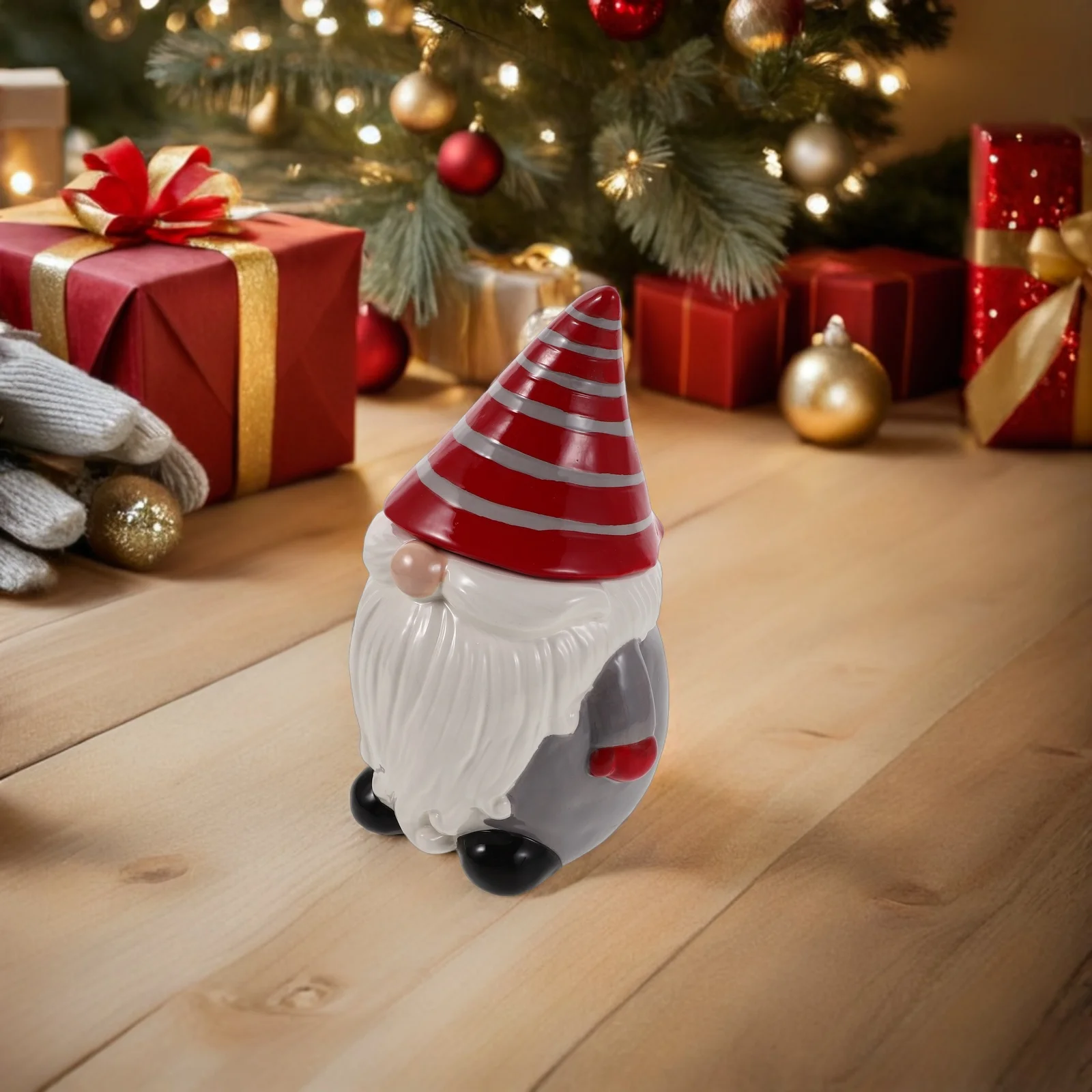 

Christmas Gnome Ceramic Storage Jar Small Decorative Candy Box Airtight Lid Holiday Treat Container Cookie Biscuit Storage