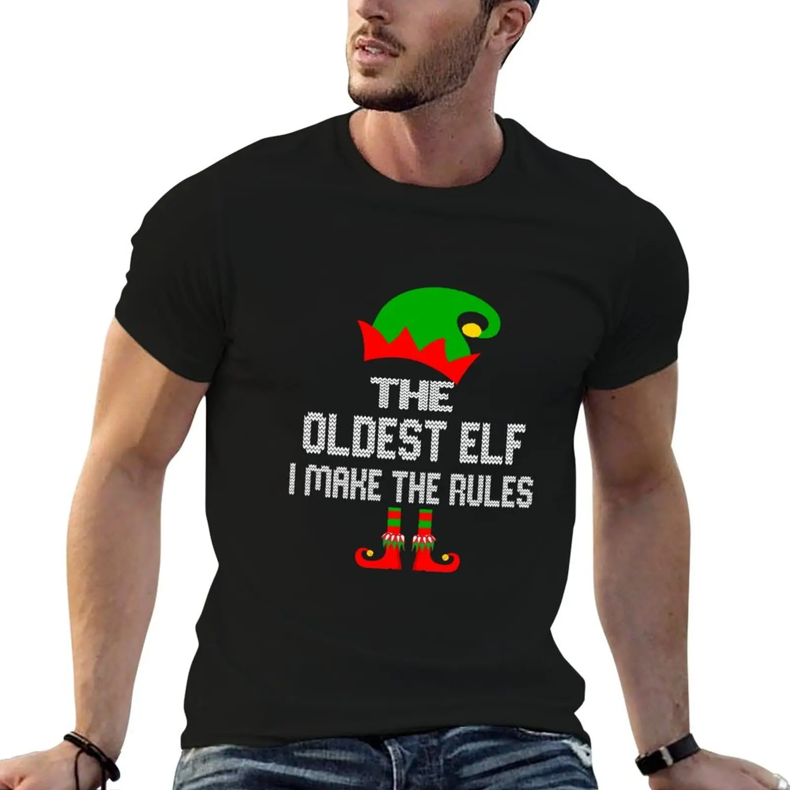 I'm The Oldest Elf I Make The Rules matching family group Christmas pajama gift funny for whole family T-Shirt
