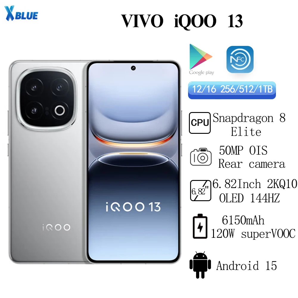 Новая камера ViVO iQOO 13 Snapdragon 8 Elite 6,82 дюйма 2K Q10 OLED 144 Гц 6150 мАч 120 Вт SuperVOOC 50 МП OIS Android 15 IP68 Новая камера ViVO iQOO 13 Snapdragon 8 Elite 6,82 дюйма 2K Q10 OLED 144 Гц 6150 мАч 120 Вт SuperVOOC 50 МП OIS Android 15 IP68