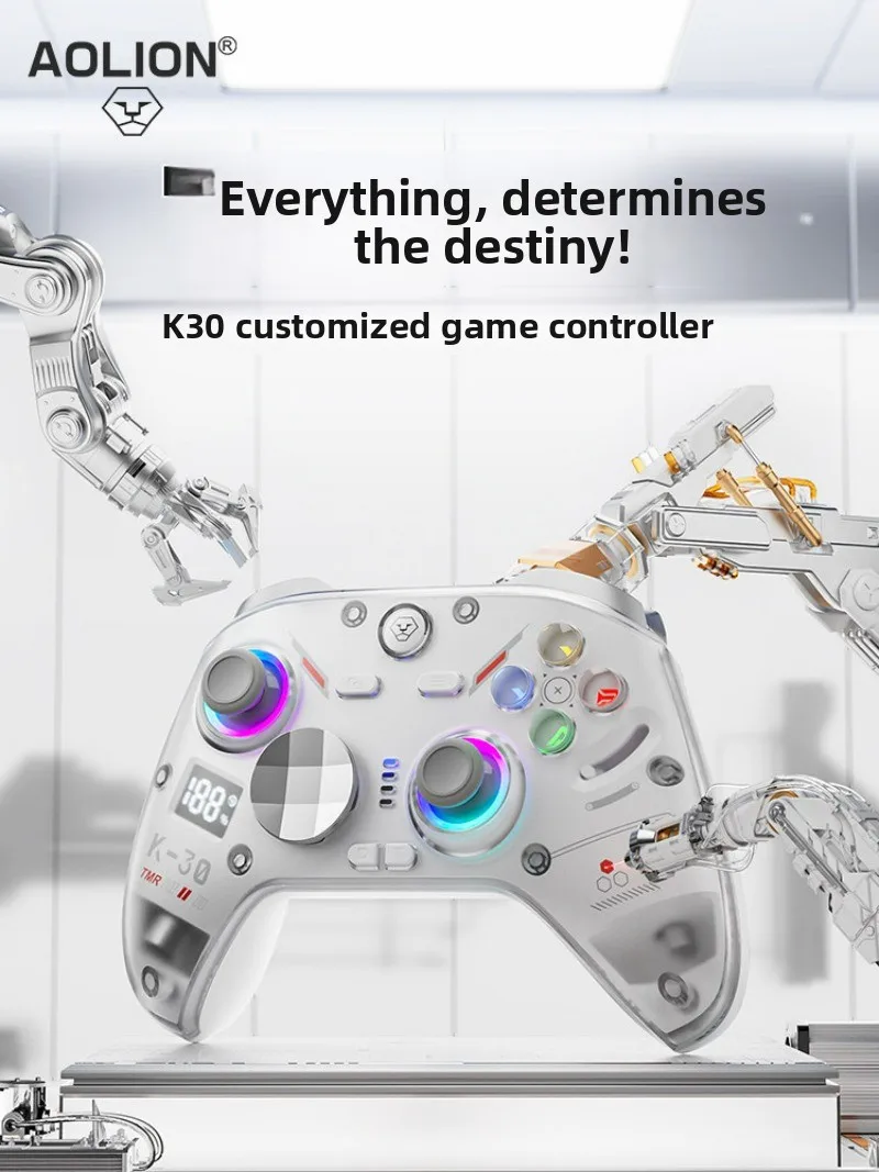 AOLION K30 Game Controller Esports Grade TMR Joystick Micro Motion Linear Double Cut Trigger Wireless Tri Mode Magnetic Shell