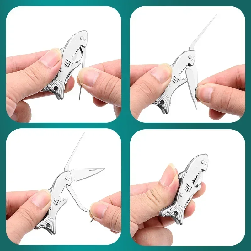 Multifunktionales Schlüsselanhänger-Werkzeug aus Edelstahl, Mini-Klappmesser & Zahnstocher zur Zahnreinigung, tragbares Gadget – Detail 4