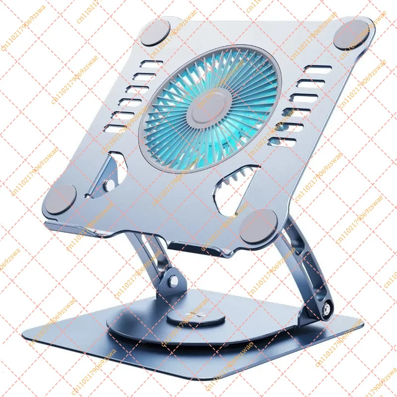 Aluminum Alloy Laptop Cooling Stand with Fan, Rotatable & Foldable Ergonomic Riser