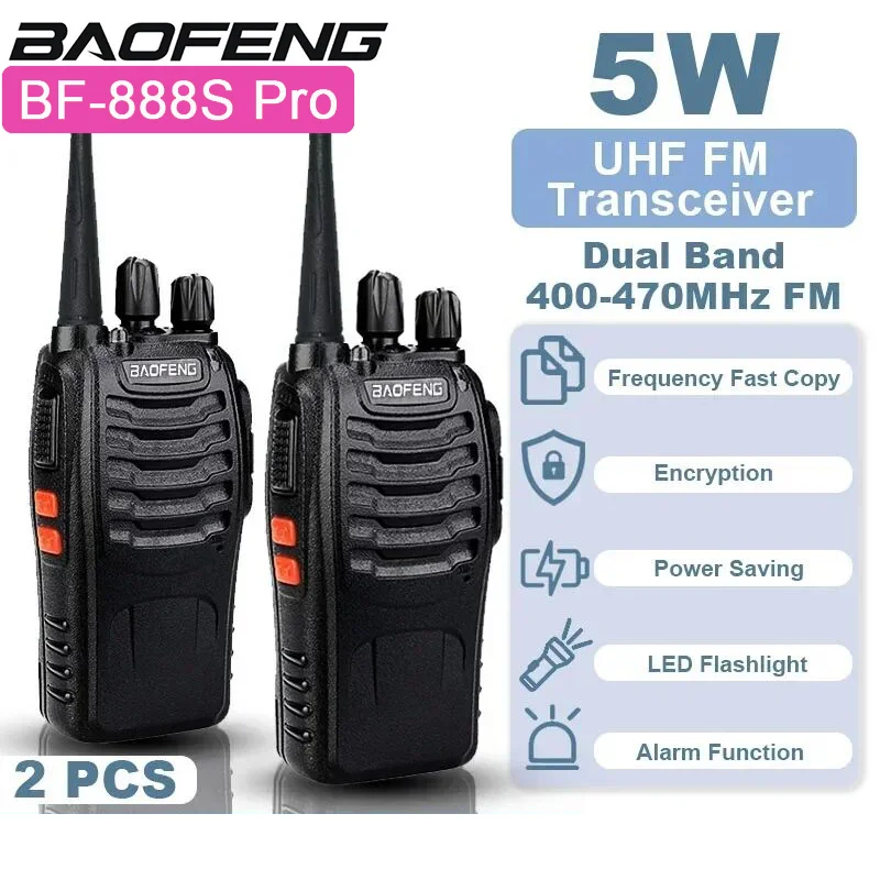 Baofeng BF-888S Pro Walkie Talkie Tipo-C Carregador Cópia de Frequência 1500mAh 5W UHF 400-470MHz 16CH BF888s Ham Rádios Transceptor CB