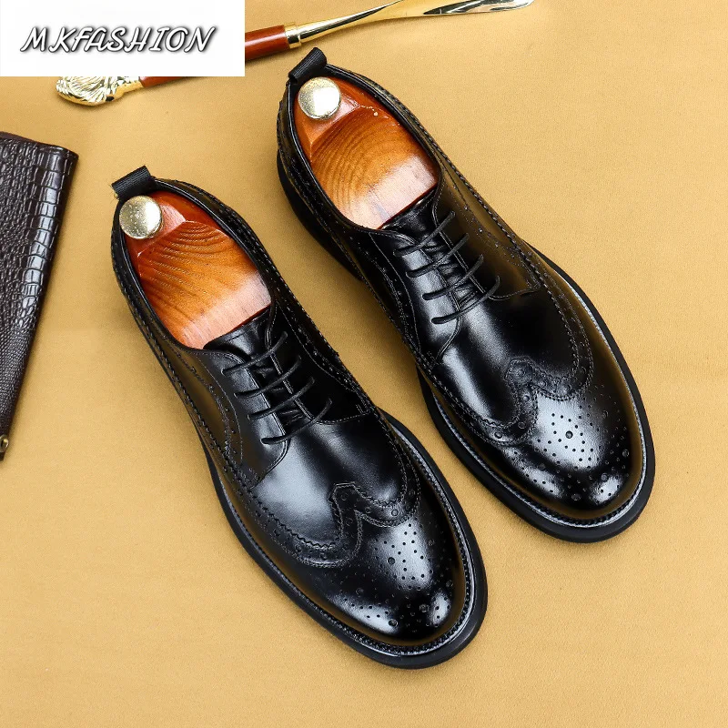 Men's Business Formal Casual Leather Shoes Thick Sole Round Toe Flats Footwear Plus Size 37-46