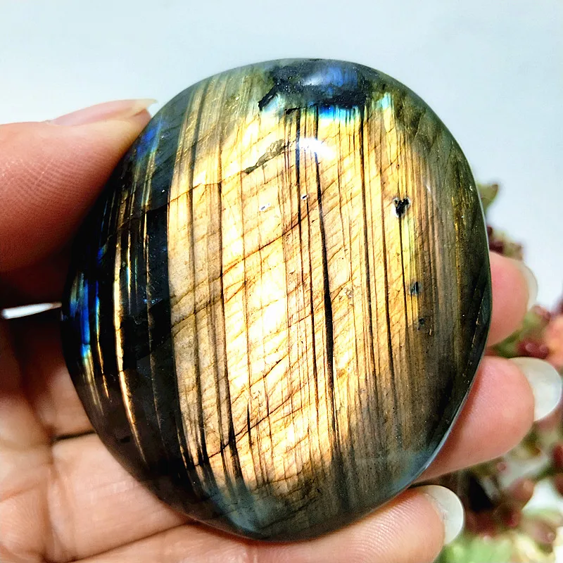 Natural Labradorite Yellow Crystal Palm Stone feng Shui Room Decor Witchcraft Ornament Meditation Healing Spiritual Reiki Energy