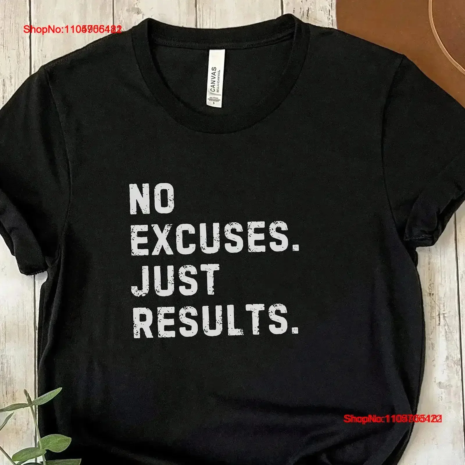 No Excuses Just Results Motivational Fitness T shirt Lifting Weights Gym Working Out for lovers tee vintage Washed Breathable