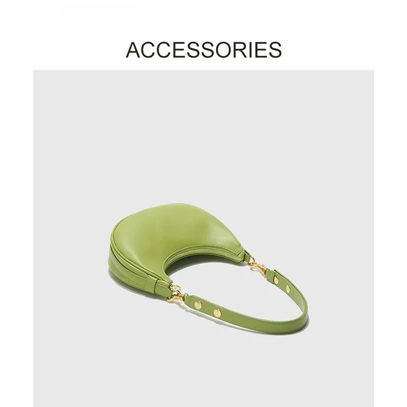 MJ женская сумка подмышки, весна-лето 2021, модная кожаная сумка для французского хлеба, простая сумка через плечо с изображением f-Moon