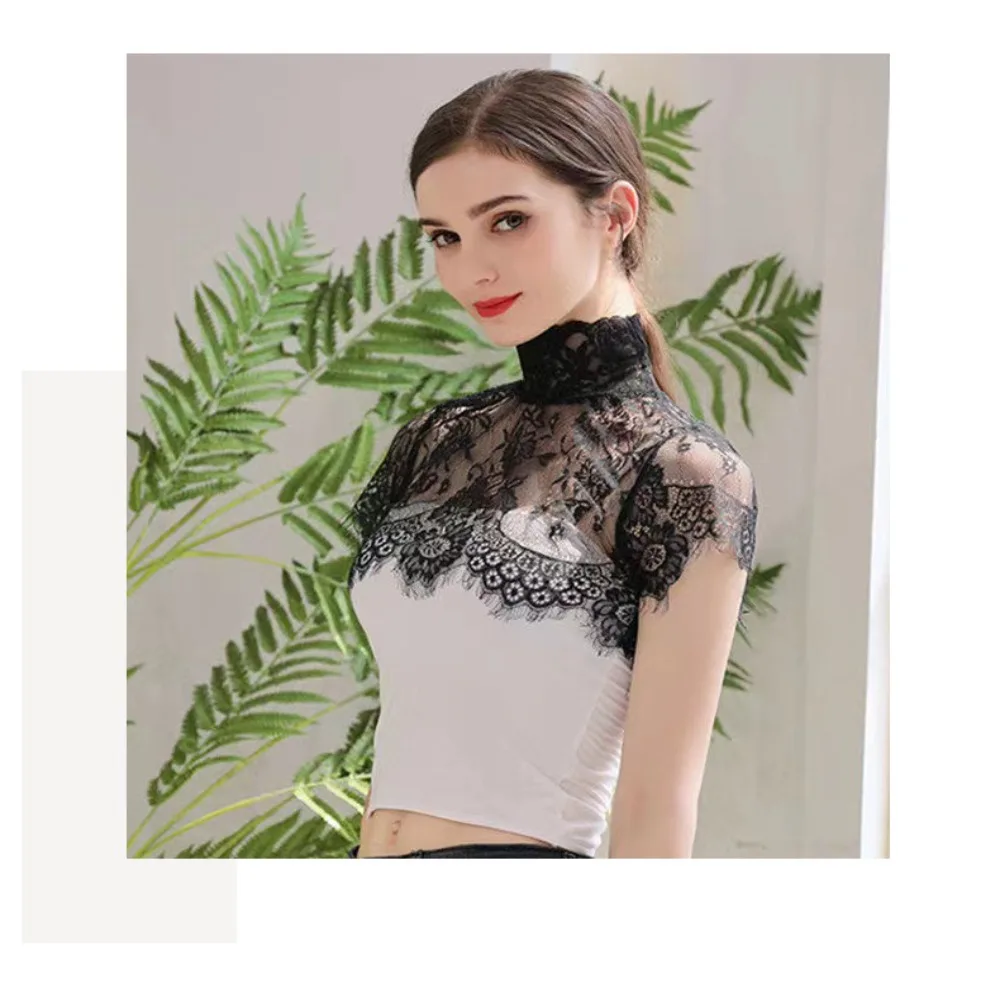 Bestickte Spitze Schal Schal Dekoration Mode Shirt gefälschten Kragen abnehmbaren Kragen Frauen Dame Kleidung Accessoires