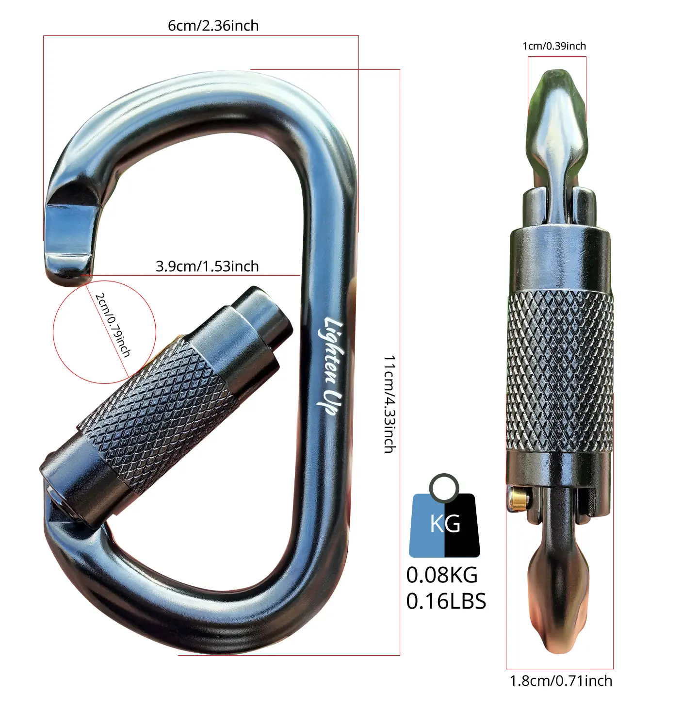 25KN Auto Lock Climbing Carabiner D Shape Outdoor Mountaineering Caving Rock Climbing Buckle Security Safety Master Screw H