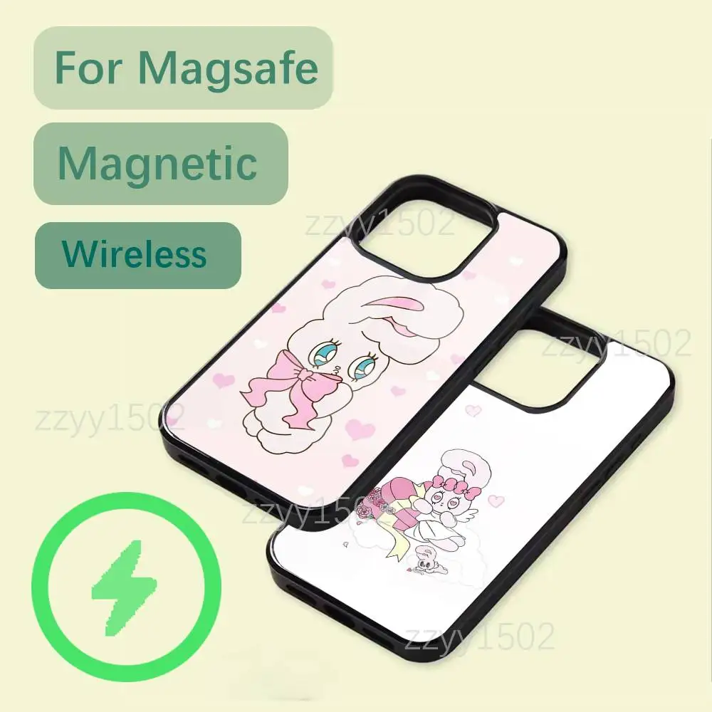 

Cute Pink Esther Bunny Phone Case For iPhone 17,16,15,14,13,12,11,Pro,Max,Plus,Mini,SE4,E Magsafe Wireless Charging