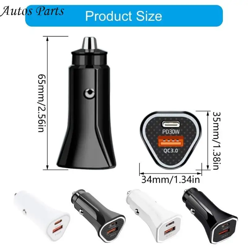57BA 38W Bộ điều hợp xe sạc nhanh với các cổng bằng nhựa kép nâng cấp Bộ sạc xe cho khách du lịch và các chuyến đi dài