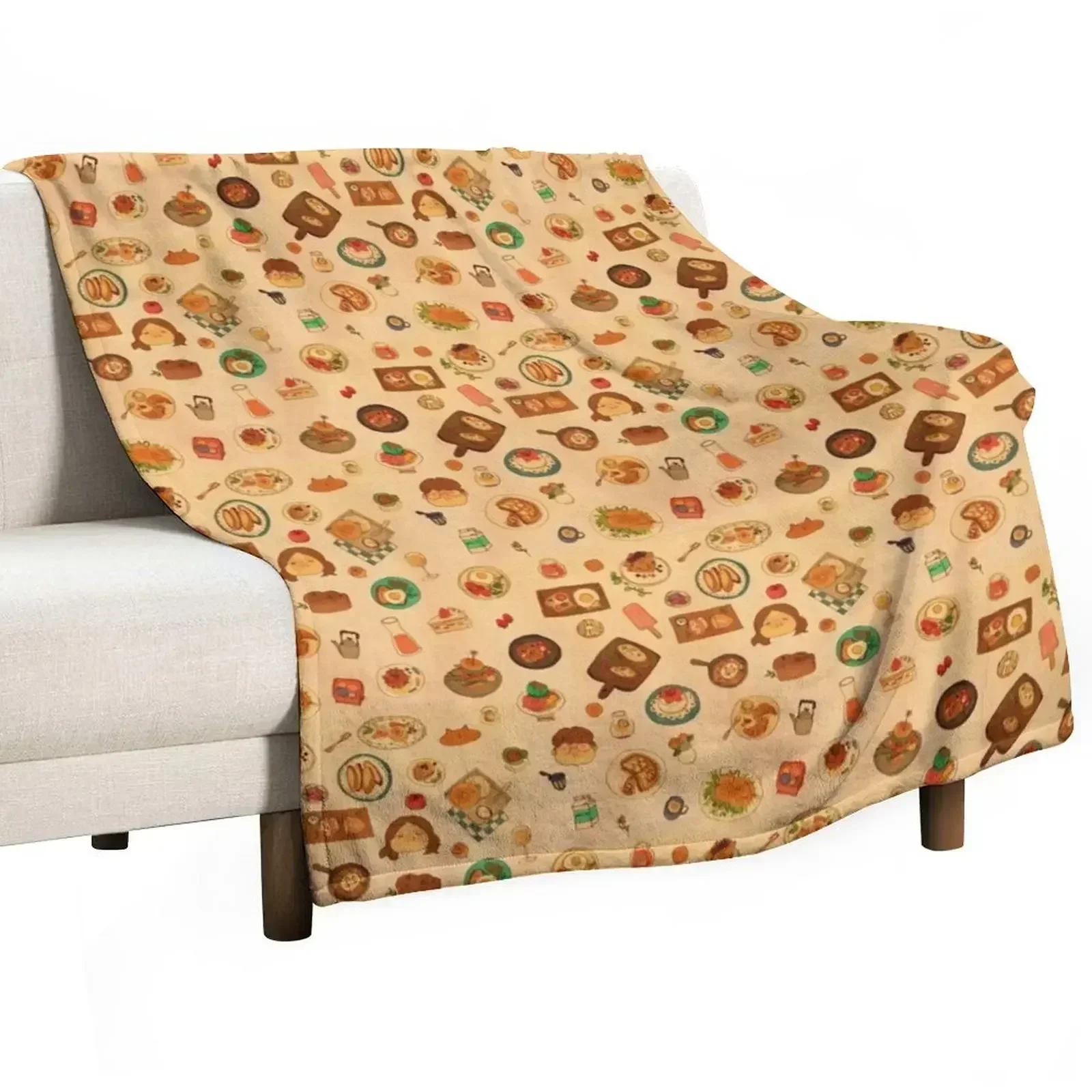 Dishes Throw Blanket manga for winter warm for winter Soft Beds Multi-Purpose Polar Blankets