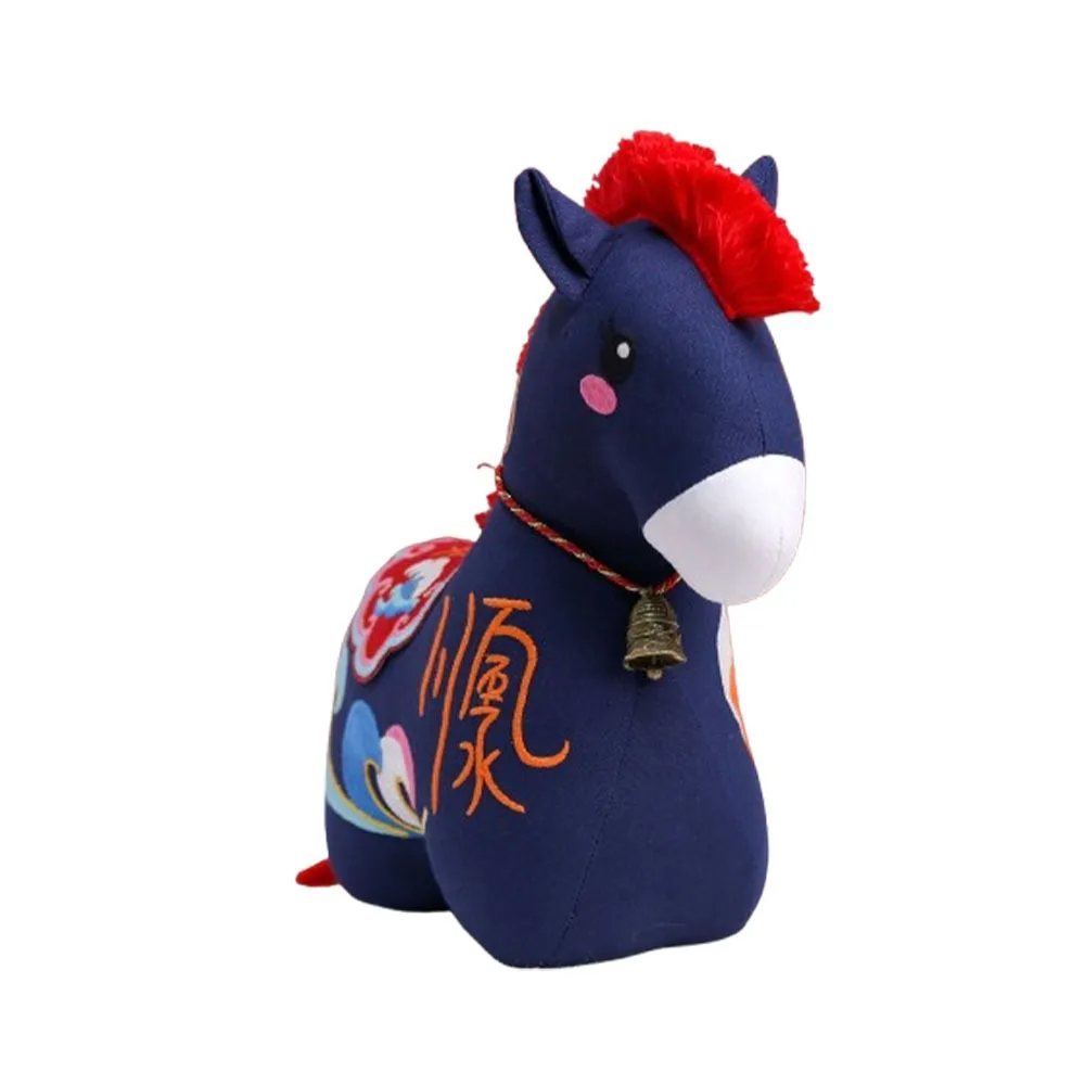 

12/15/22/32cm 2026 Horse Stuffed Embroidered Cute Chinese Zodiac Horse Good Luck Letter Print Embroidery New Year Mascot