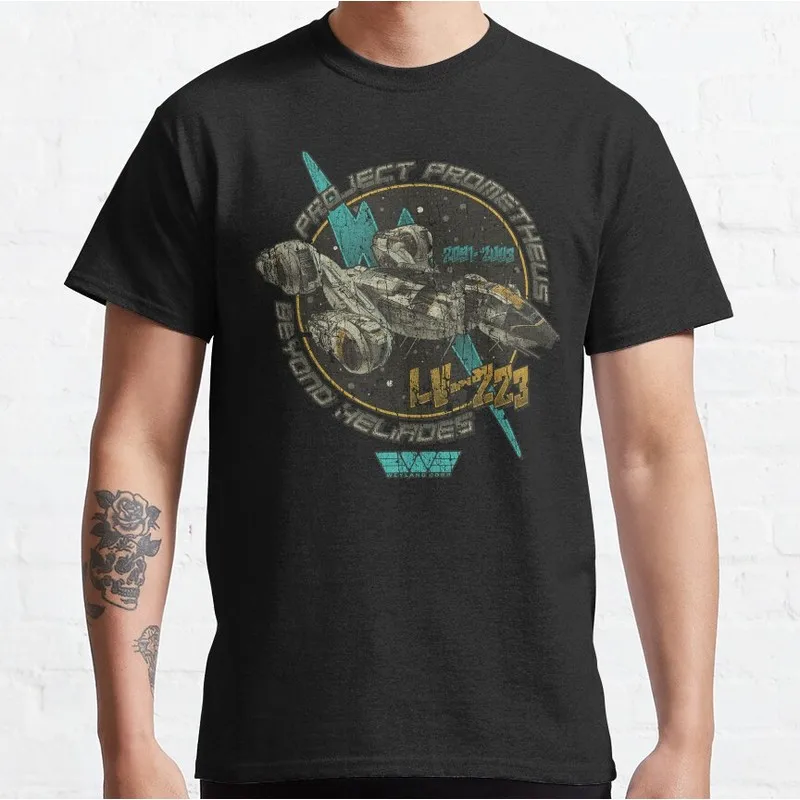 Project Prometheus Crew Alien Movie Graphic T‑Shirt Vintage Sci‑Fi Horror Xenomorph Print Tee Unisex Short Sleeve Tee S-6XL