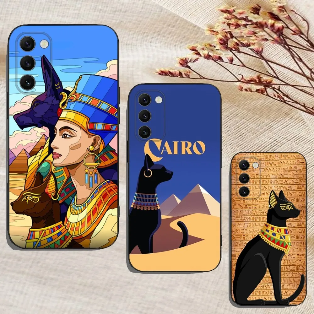 Egypt Pharaoh Mural Phone Case For Samsung Galaxy A13,A21s,A22,A31,A32,A52,A53,A71,A80,A91 Soft Black Cover