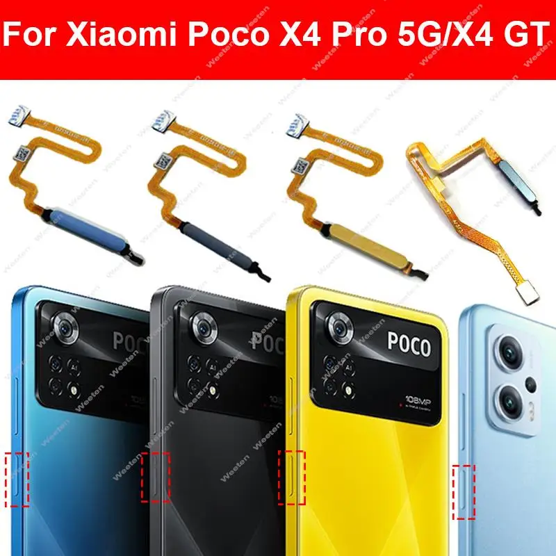 Power Button Fingerprint Sensor Flex Cable For Xiaomi Poco X4 Pro 5G X4 GT Home Menu Return Key Flex Ribbon Replacement Parts