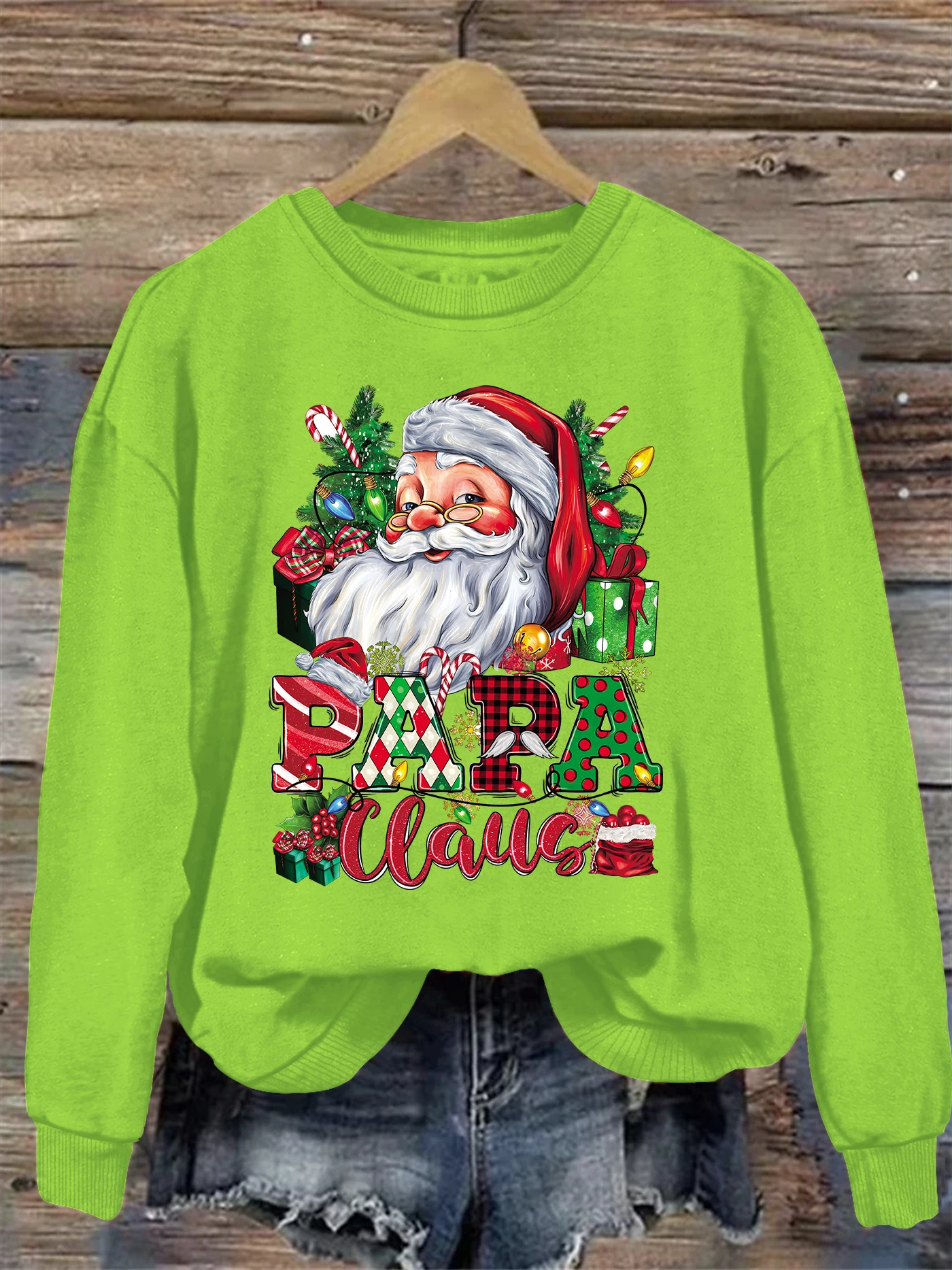 

Christmas print sweatshirt, crew neck casual sweatshirt for winter & fall, women's clothing.
