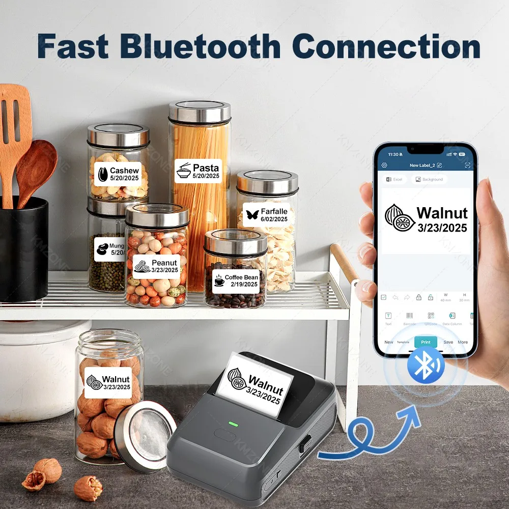 50mm Mini Portable Thermal Label Printer Office Supplies Mini Adhesive Sticker Printers Without Ink For Phone with Paper Rolls