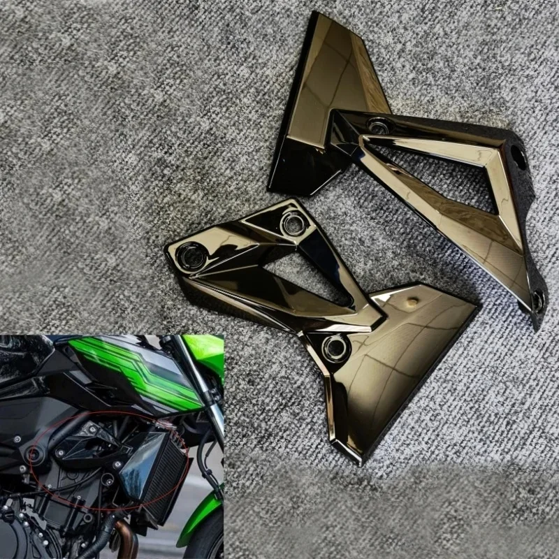 Bright Black PLASTIC Hydro Dipped Side Frame Radiator Guard Fairing Fit for KAWASAKI Z400 2018 2019 2020 2021 2022 2023 2024