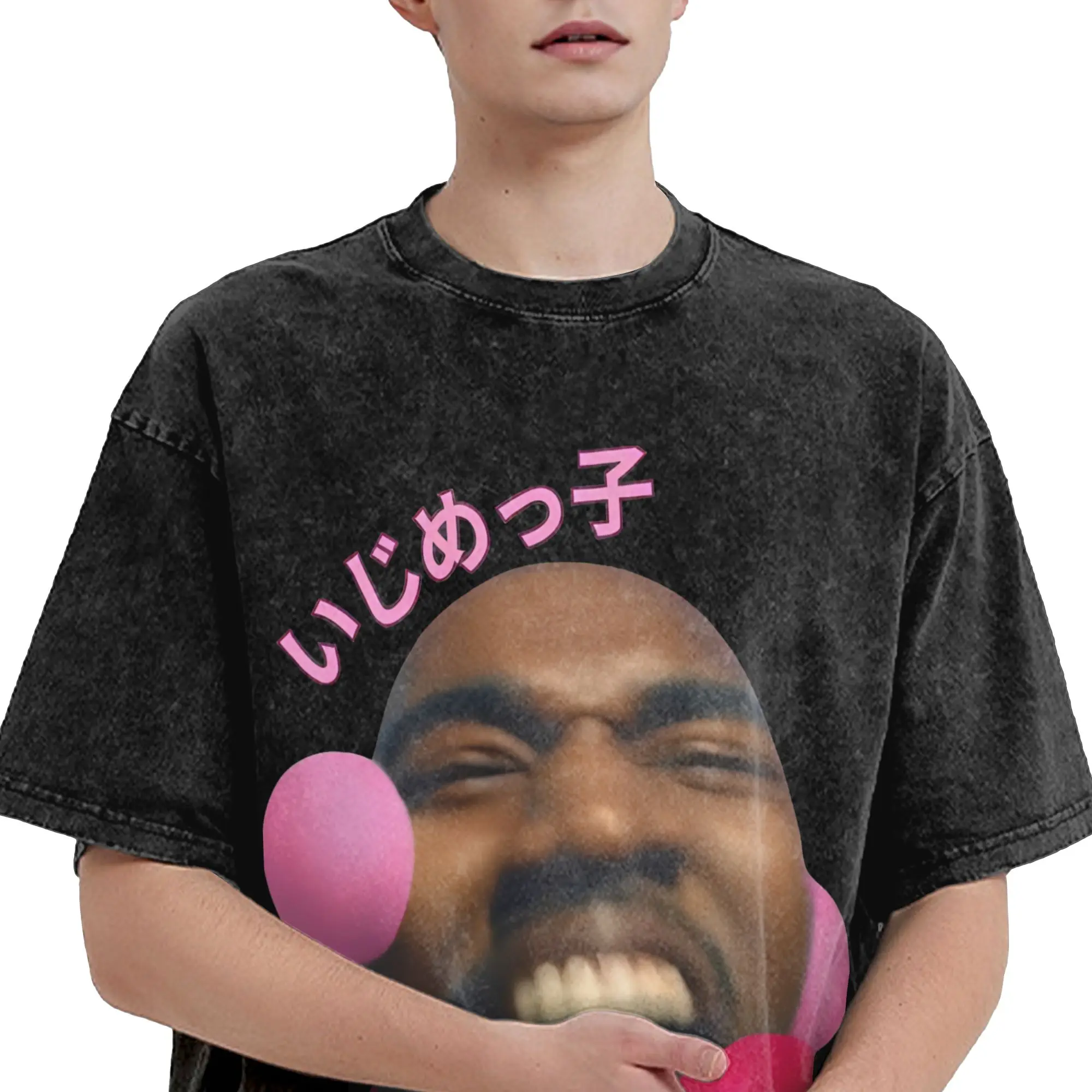 pink meme Kanyes Wests 2026 BULLY Tour Outfit Washed T Shirt Men Women Streetwear Hip Hop T-Shirts Printed  Tees Short Sleeve