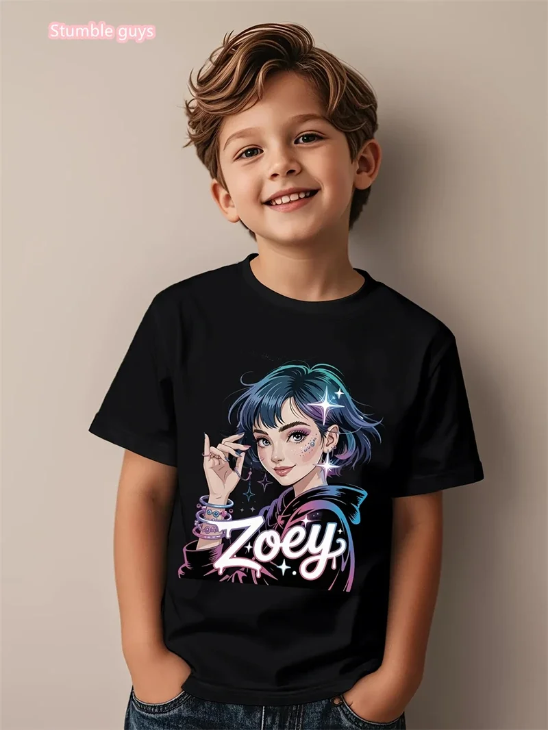 Casual Boys Gamer T-Shirt Trendy Video Game Print Short Sleeve Lightweight Breathable Anime Clothes Summer Kids Tee