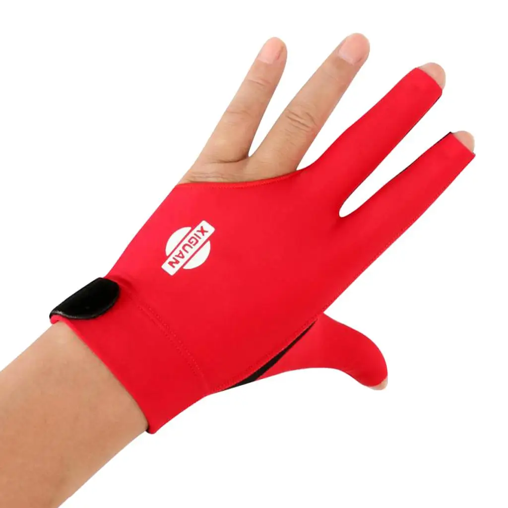 Sweat Absorbing Left Hand Billiard Glove 3 Finger Tip Cut Pool Accessory for Billiard Cue Tips