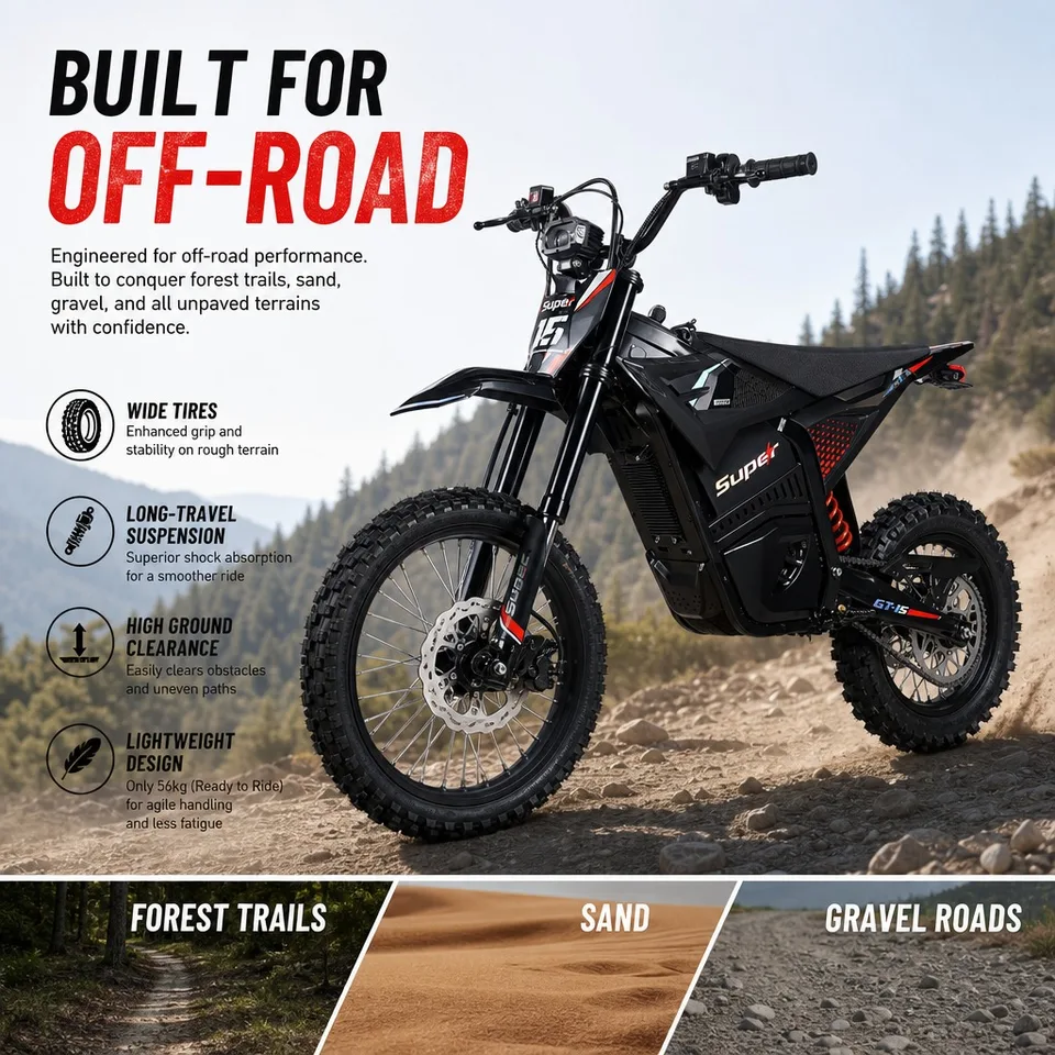 ALT FISH Off-Road E-Bike – 3500W Peak Motor, 46MPH Top Speed, 230LB Load, Lightweight 56KG Frame for Trails & Mud image 8