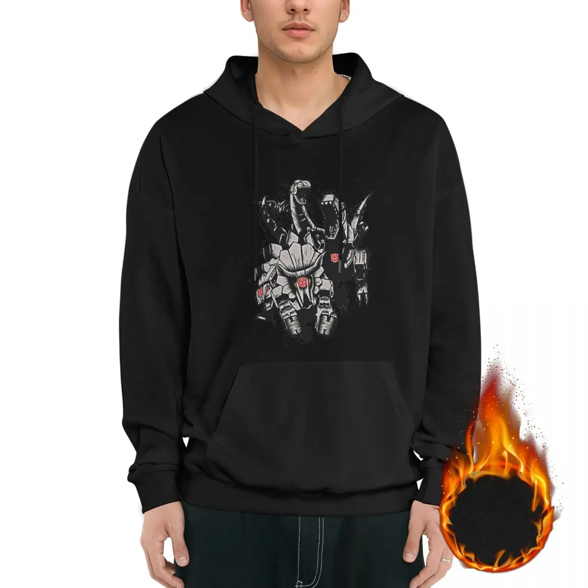 

Dinobots Men's Fleece Hoodie Black Long -sleeved Hoodie