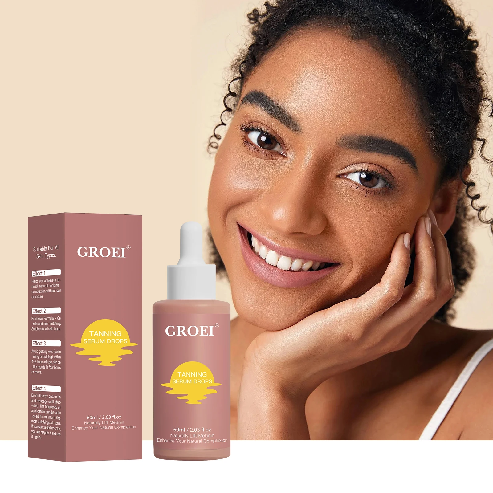 

Self Tanning Moisturizing ,Sunless Tanning Drops,Natural Glow Fake Tan Color Correcting Dark Bronzing Serum 60ML
