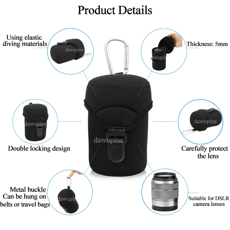 Mirrorless DSLR Camera Lens Pouch Bag Lens Case for Canon EF-M 18-150mm 18-55mm 55-200mm for Sony for Nikon for Fujifilm Camera