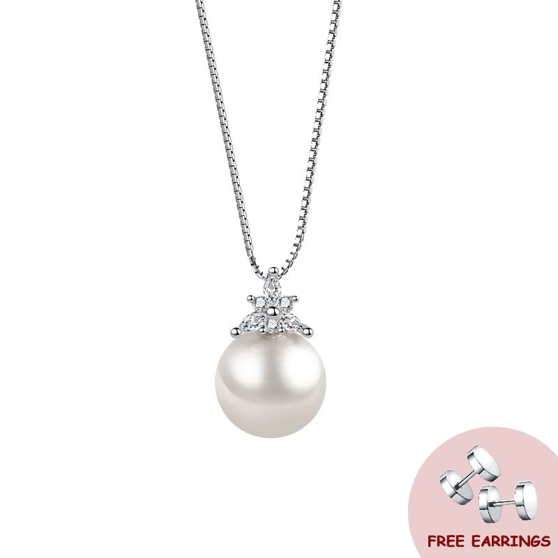 Fashion Pearl Zircon Pendant Necklace 925 Silver Jewelry Ornaments for Women Wedding Promise Engagement Party Gift Wholesale