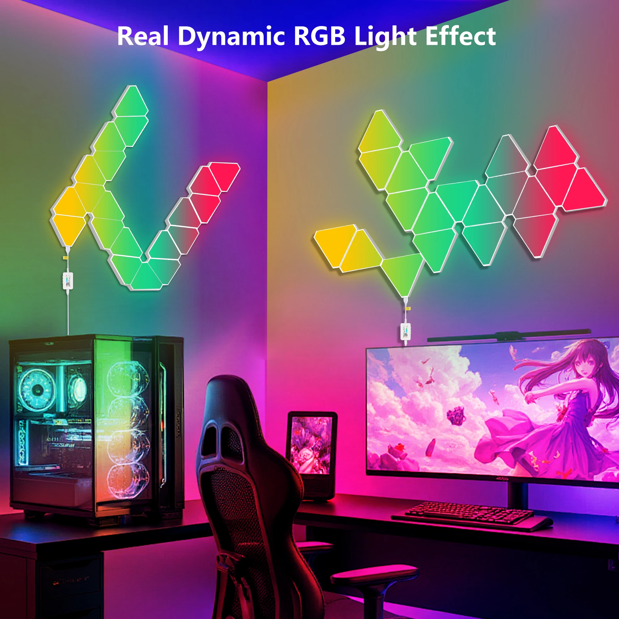 Smart RGB LED Wall Lights with App & Remote  Music Sync Gaming Lights for Gamers, Game Room Decor, Gaming Equipment, Living Room, Bedroom, Kids & Adults