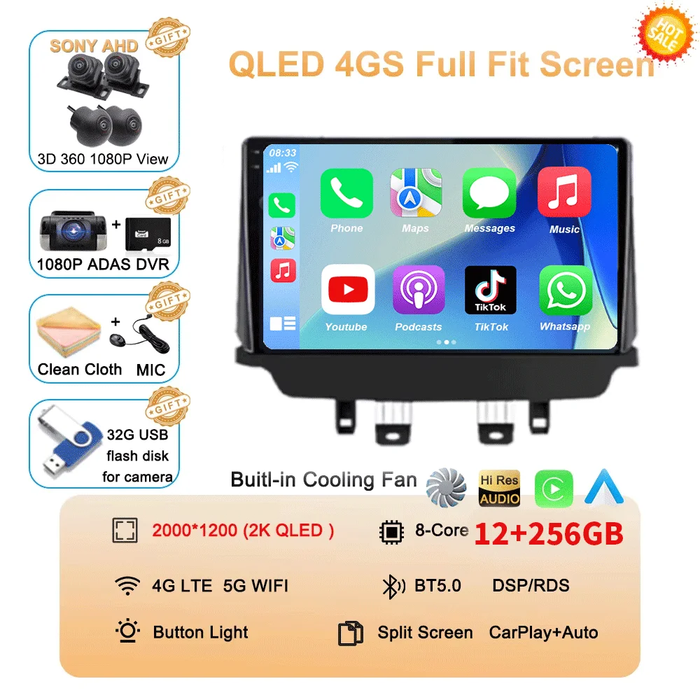Auto radio Android 16 voor Mazda CX-3 CX3 Mazda 2 DK 2014 - 2021 Multimedia Videospeler QLED GPS Navigatie Draadloze Carplay Auto
