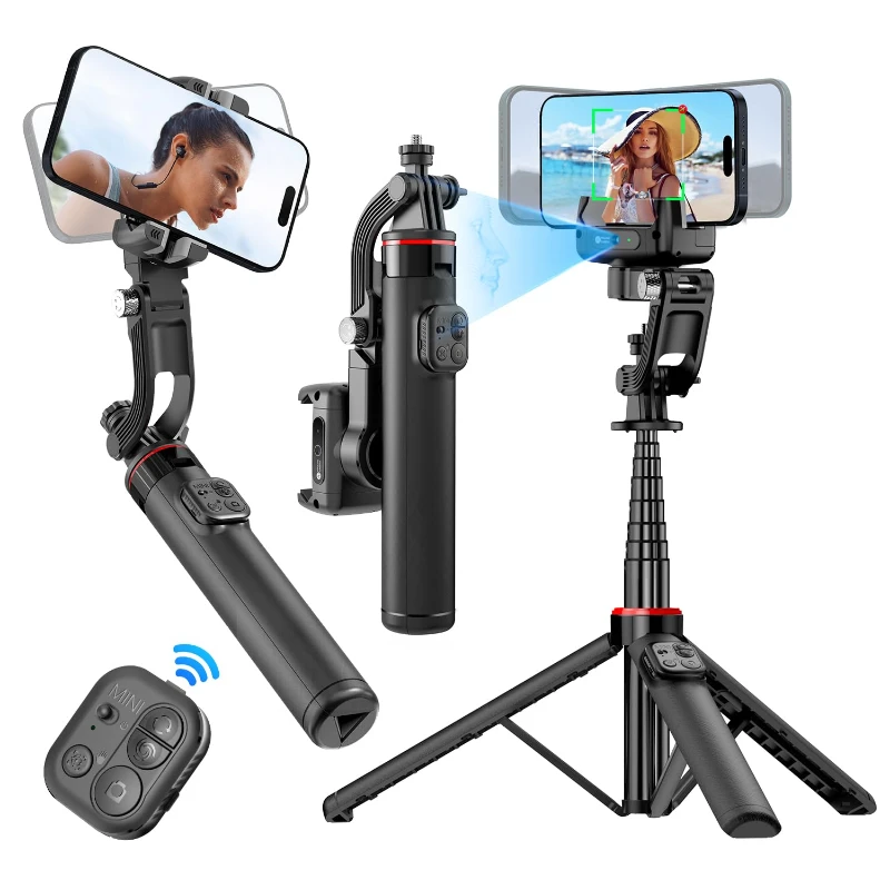 C22 AI Phone Tripod Stabilizer 2-Axis Selfie Stick Gimbal for Phones with AI Tracking, 360° Rotation for Android and IPhon