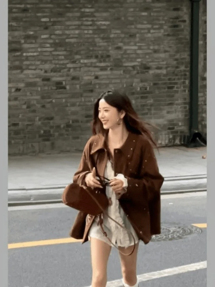 

Стильная корейская свободная верхняя одежда: модный женский топ, уникальное красивое пальто с длинными рукавами, стройнящий дизайн, повседневная носка