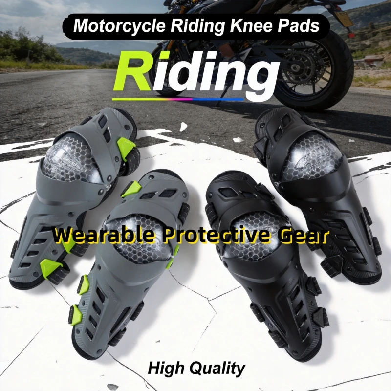 Four-Season Motorcycle Knee Guards Wearable Protective Gear, Off-Road Leg Protection, Abrasion-Resistant Crash-Proof Knee Pads