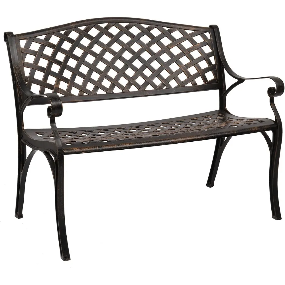 

40.5 Patio Garden Bench, Anti-Rust Cast Iron Cast Aluminum Frame for Outdoor Path Yard Lawn Work Entryway Decor Deck