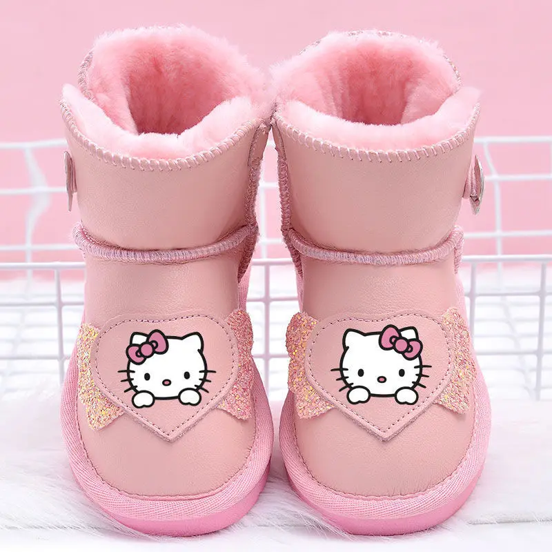 

Anime Hello Kitty Kids Snows Boots Comfortable Sanrios Kawaii Cartoon Winter Short Boots Warm Water Proof Anti-Slip Cotton Shoes