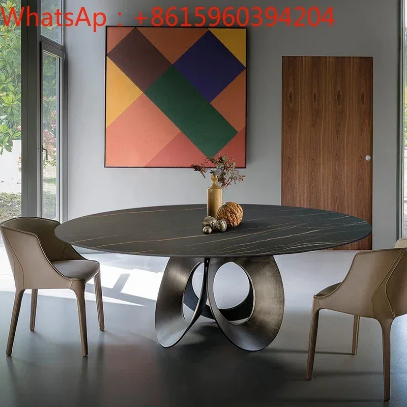 Italian-style imported rock table modern luxury style small apartment simple online celebrity household round rock table chair