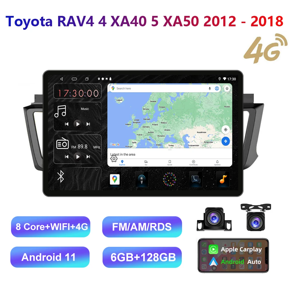 13.3inch HD multimedia For Toyota RAV4 4 XA40 5 XA50 2012-2018 Car Stereo Radio Android video 2K GPS Carplay 4G WIFI