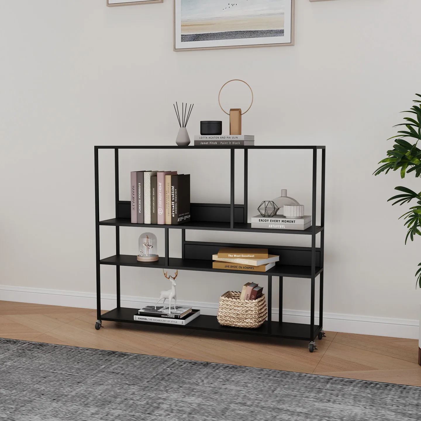 LMM household with wheel rack balcony living room movable storage ornament storage rack 5