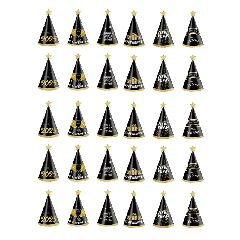 

30 Pieces 2025 New Year Eve Party Hats Decorations Child Paper Photography Props Dropship