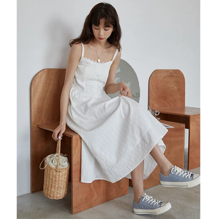 French Fairy Little White Skirt for Women 2024 Spring and Summer New Style Gentle Girl Inner Strap Skirt Dress