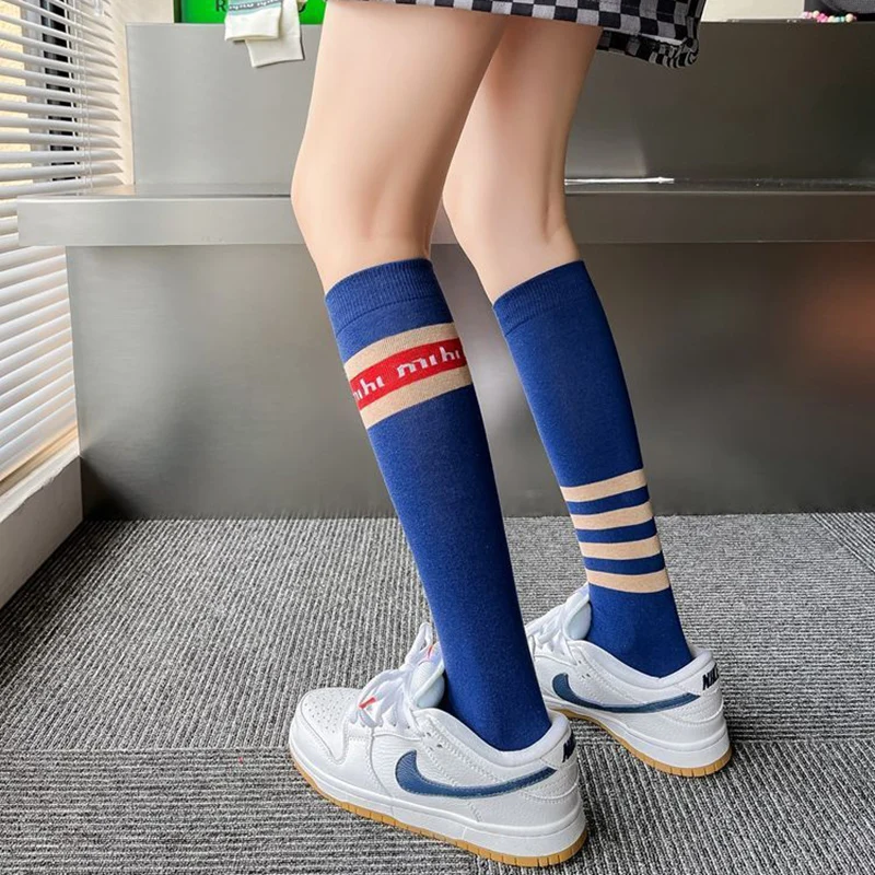 

Fashion Asymmetric Stockings Women Cotton High Knee Socks Female JK Long Stocking Sport School Calcetine Media