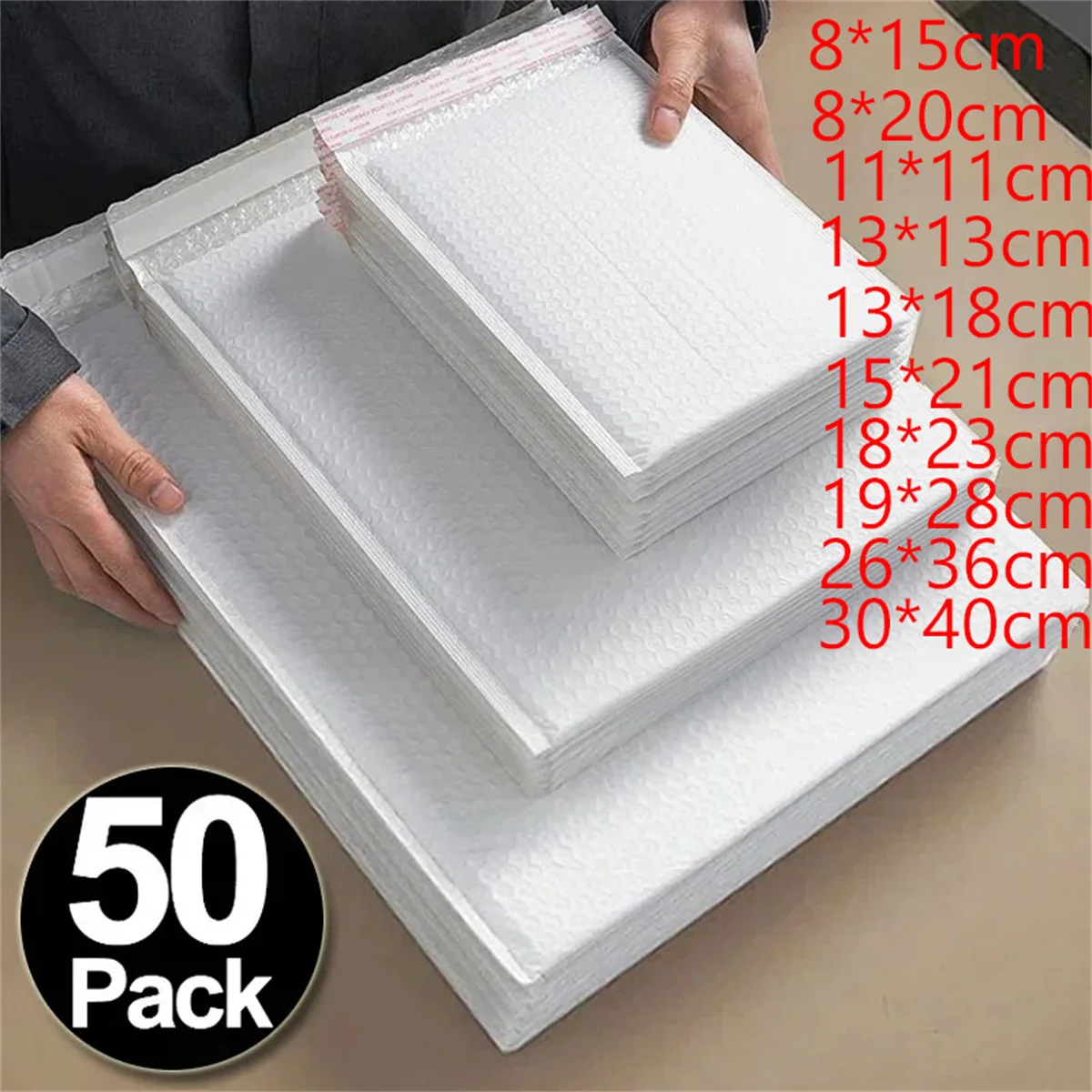 50 Sobres de Burbujas Blancos, Sobres Acolchados Autosellables, Bolsas de Regalo, Bolsas de Embalaje para Libros, Bolsas de Envío