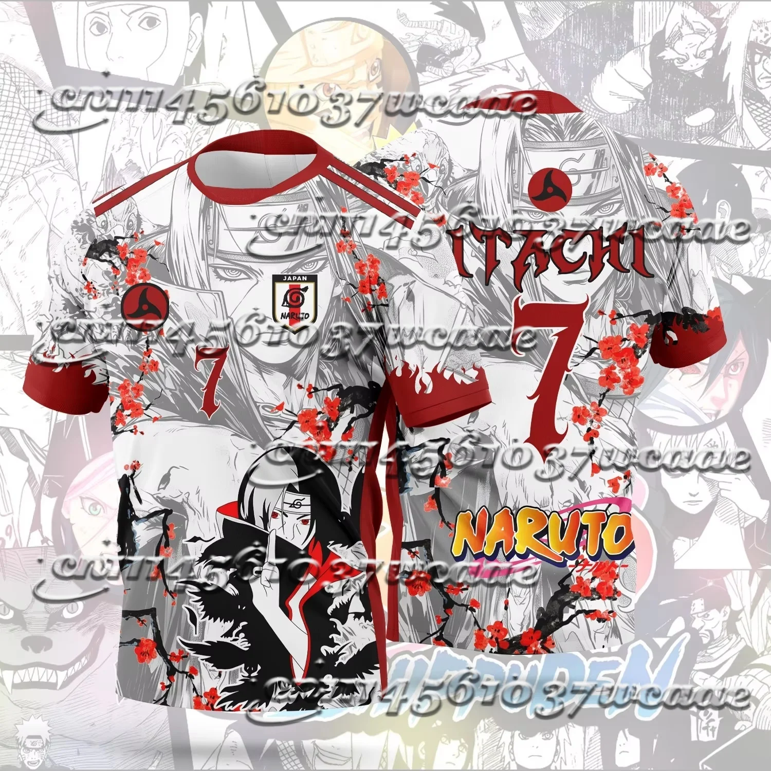 New Universal  Naruto Team 7 Sakura Cherry Blossom Manga Japan National Team Mesh Soccer Jersey 4 Styles Bundle Family Matching